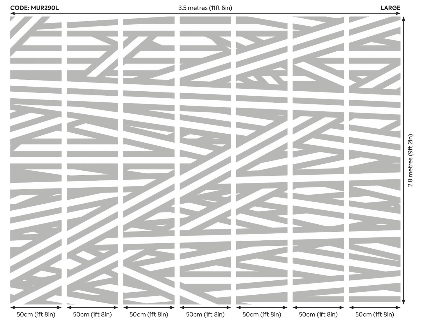 Origin Murals Striped Criss Cross Pattern Grey 350cm X 280cm