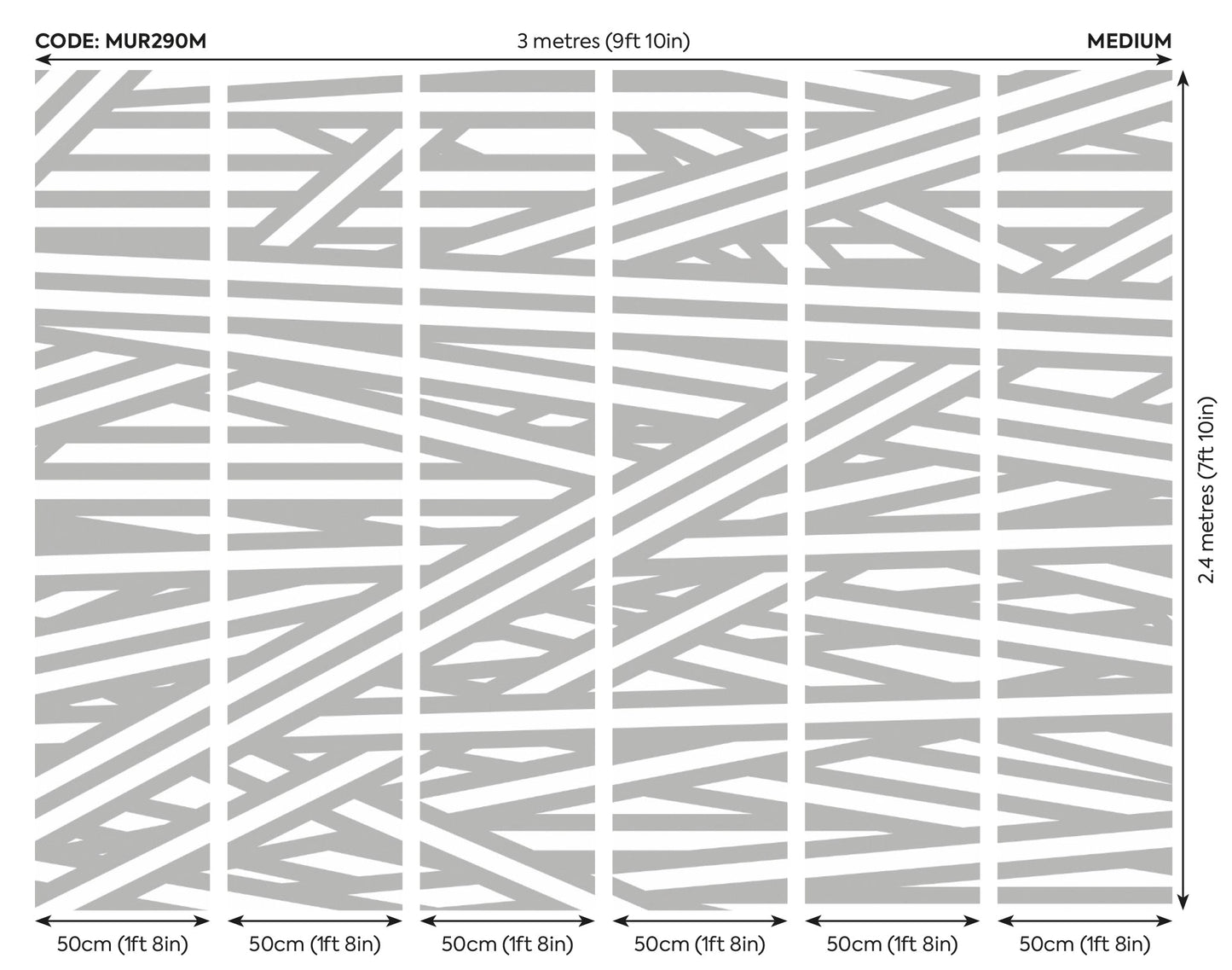 Origin Murals Striped Criss Cross Pattern Grey 300cm X 240cm