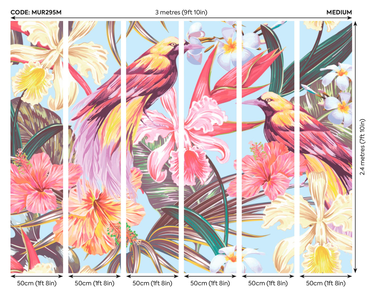 Origin Murals Birds And Flowers Multi 300cm X 240cm