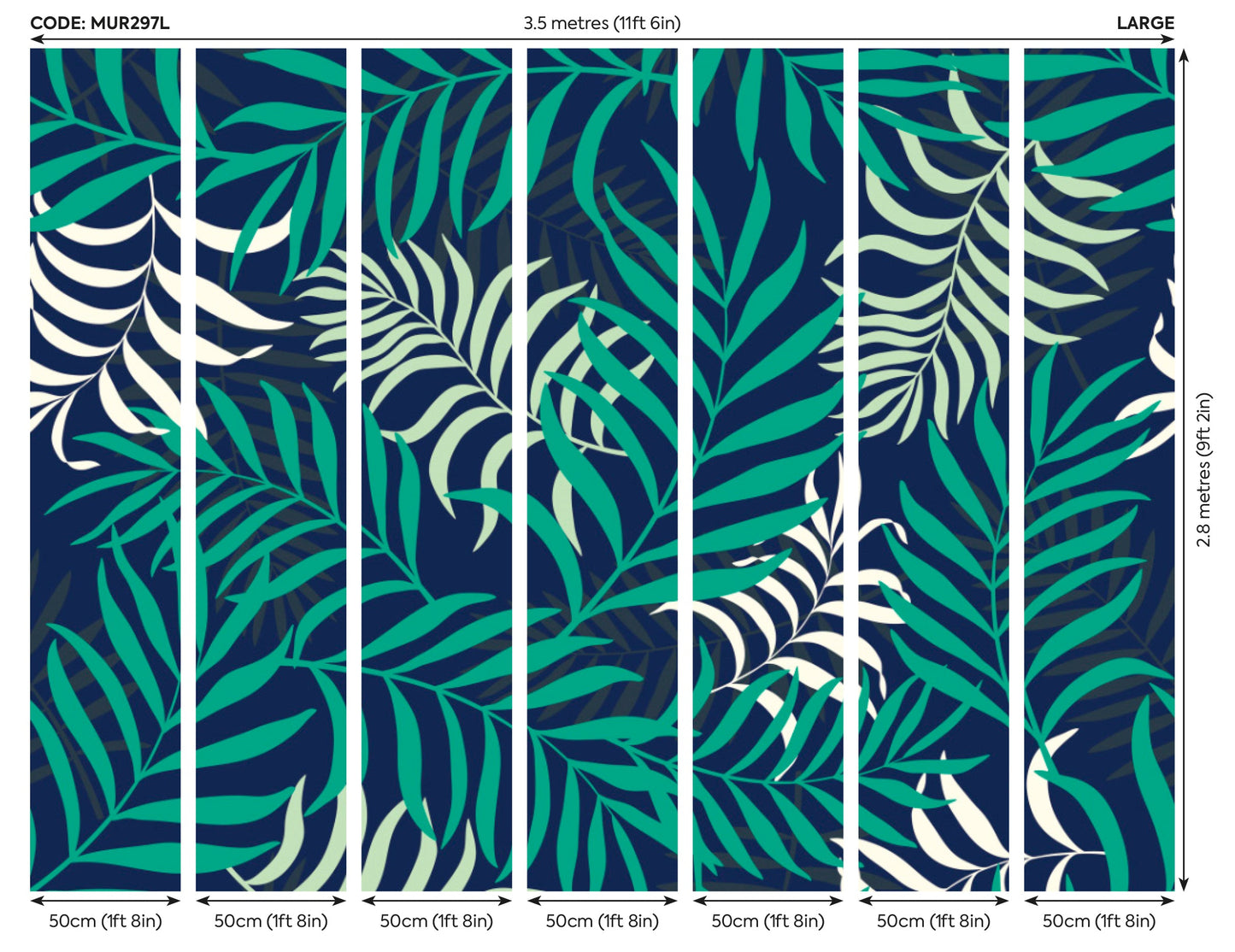 Origin Murals Exotic Jungle Leaves Green 350cm X 280cm