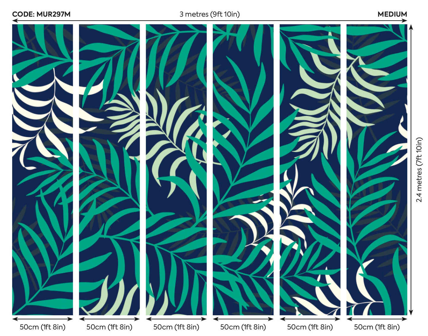Origin Murals Exotic Jungle Leaves Green 300cm X 240cm
