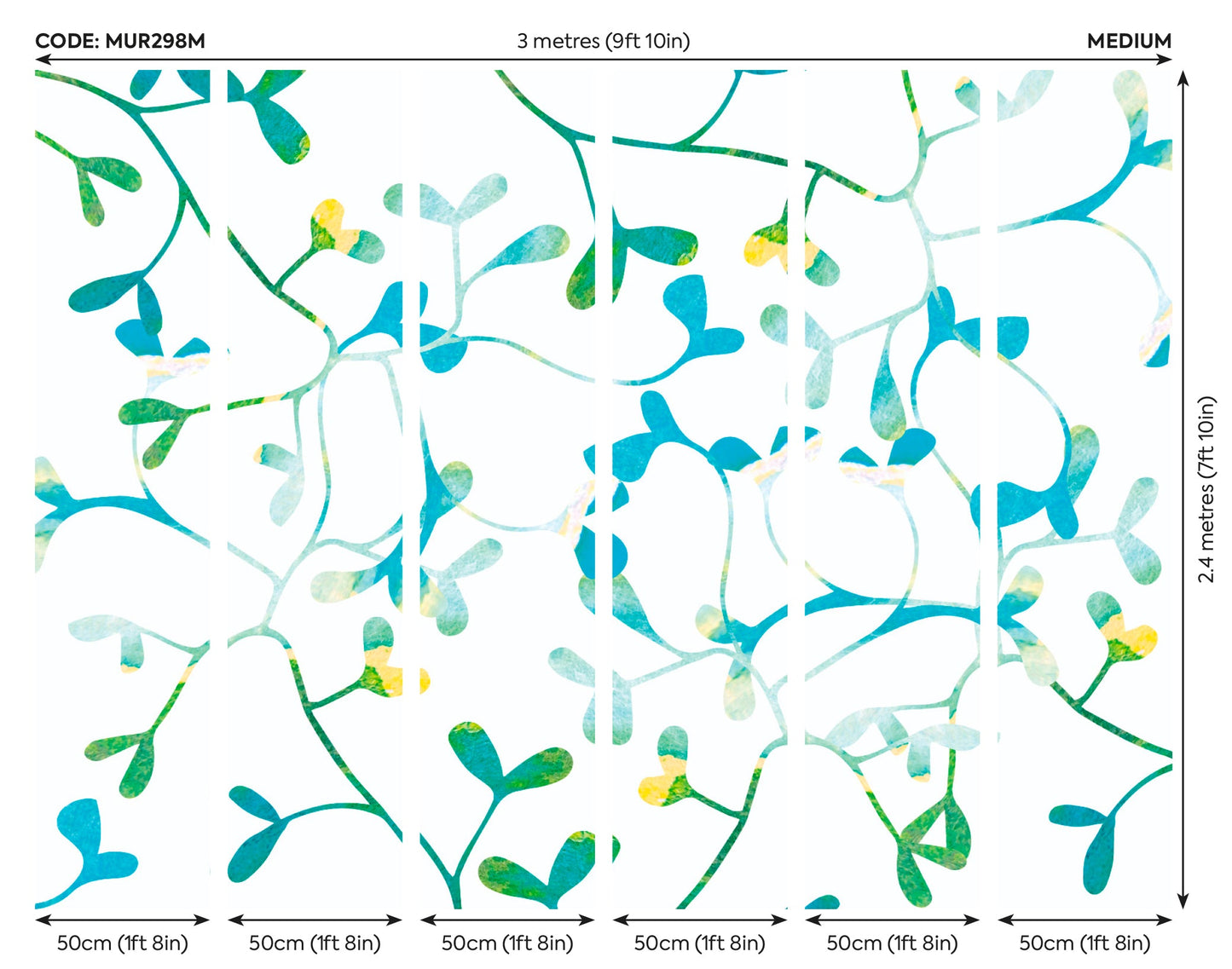 Origin Murals Watercoloured Petals Blue 300cm X 240cm