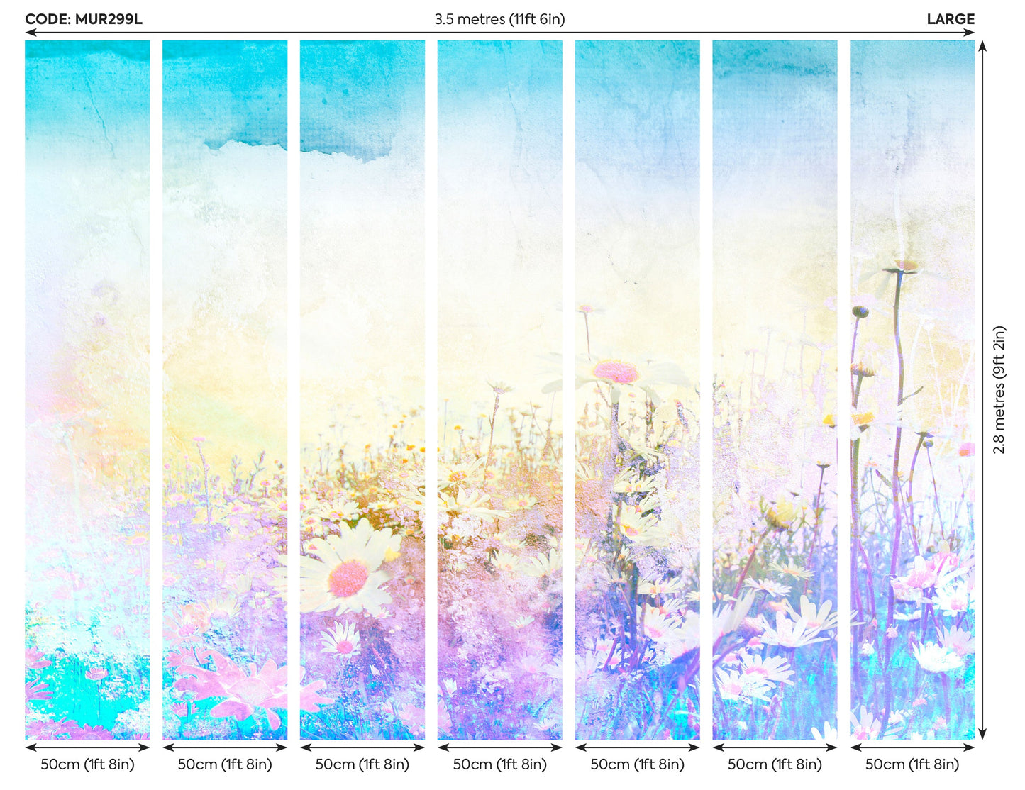 Origin Murals Daisy Meadow Purple 350cm X 280cm