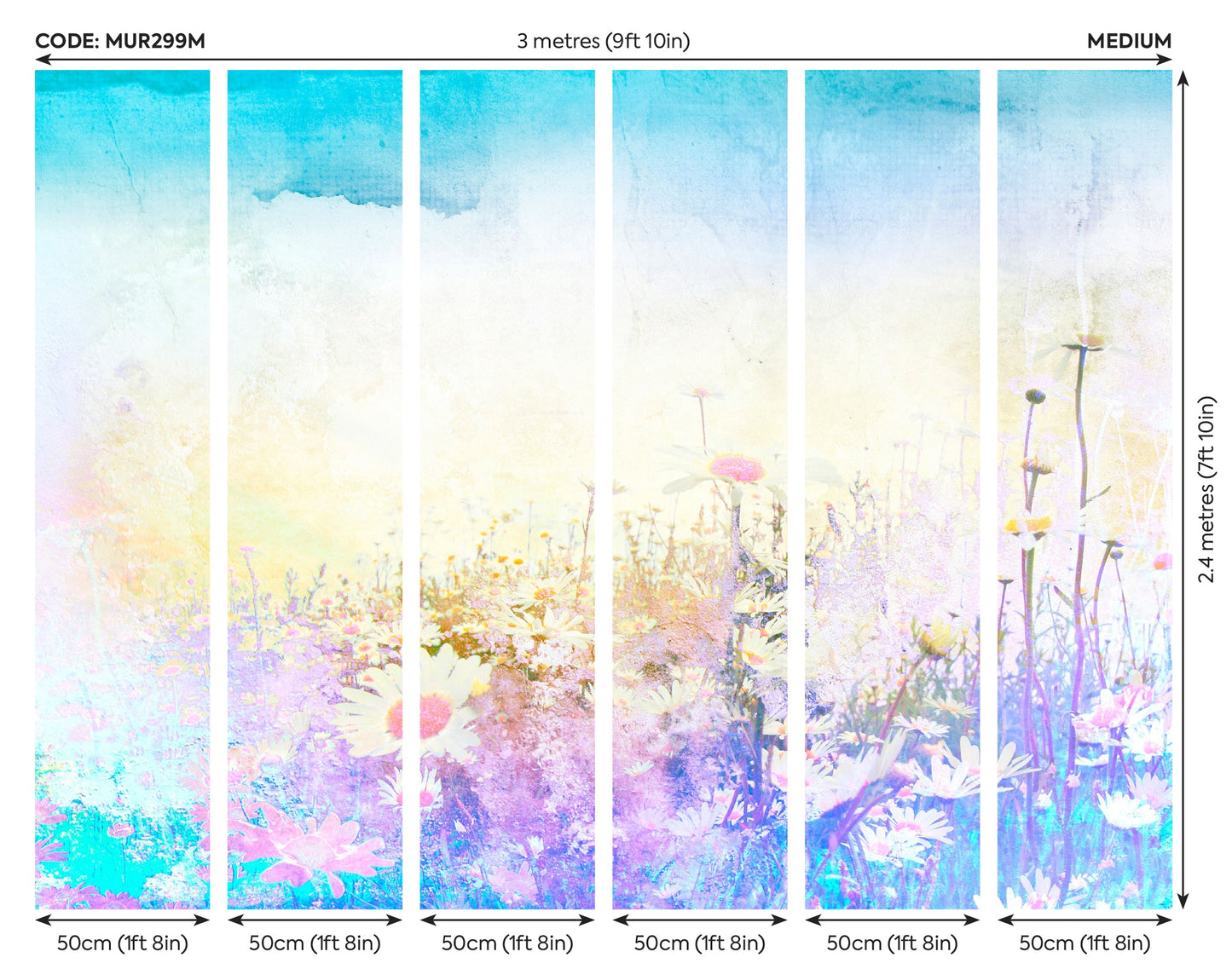 Origin Murals Daisy Meadow Purple 300cm X 240cm
