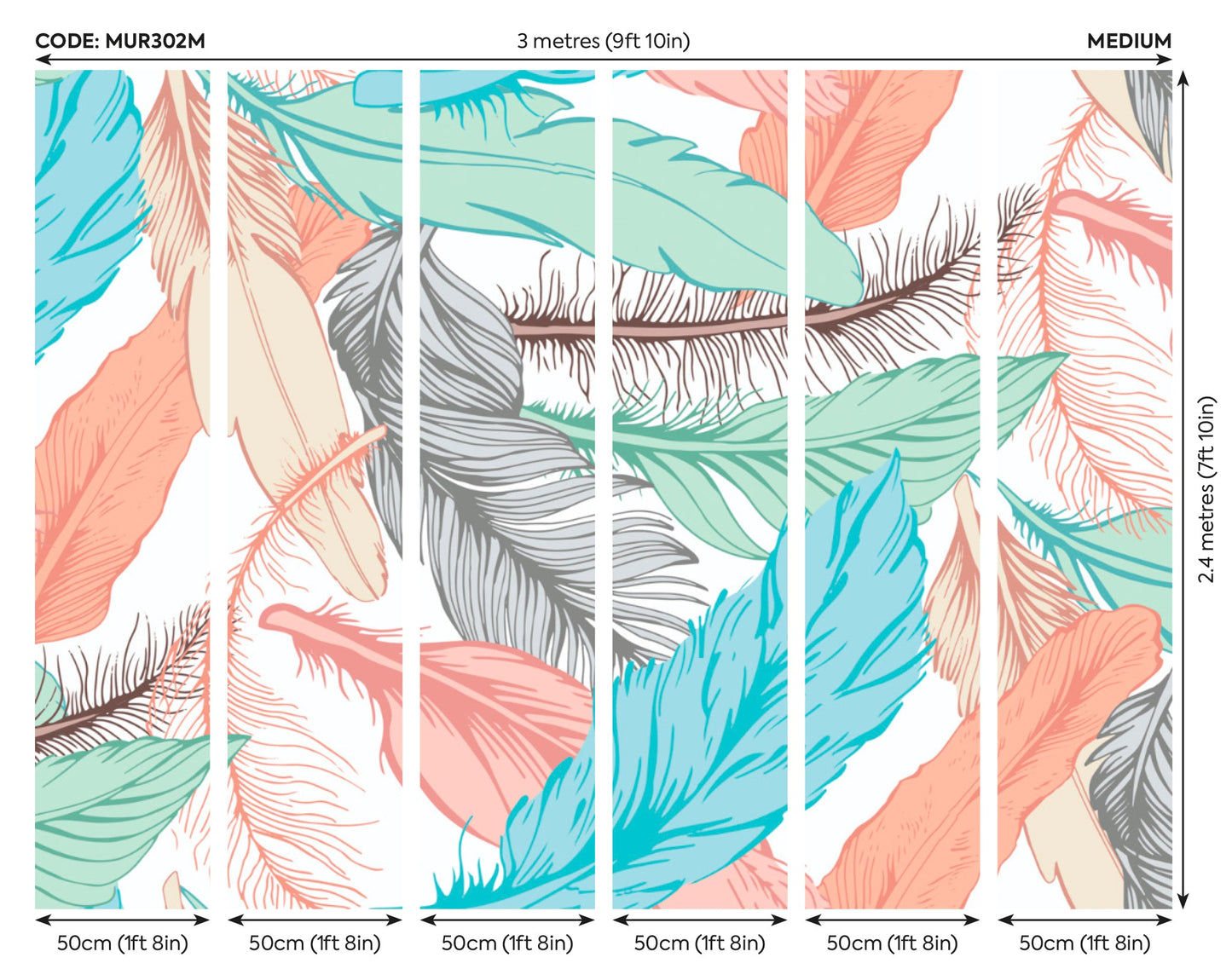 Origin Murals Oversized Feathers Multi 300cm X 240cm