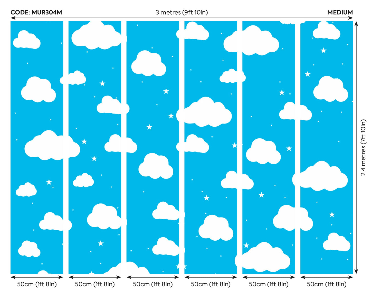 Origin Murals Cartoon Cloudy Sky Blue 300cm X 240cm
