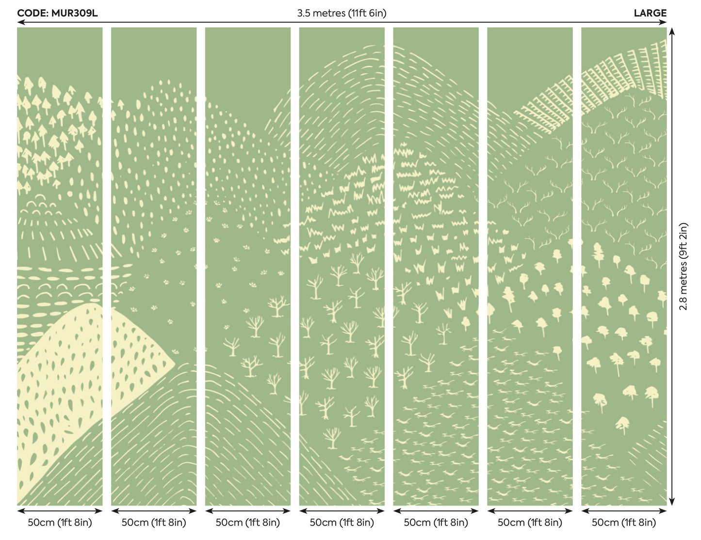 Origin Murals Abstract Fields Green 350cm X 280cm