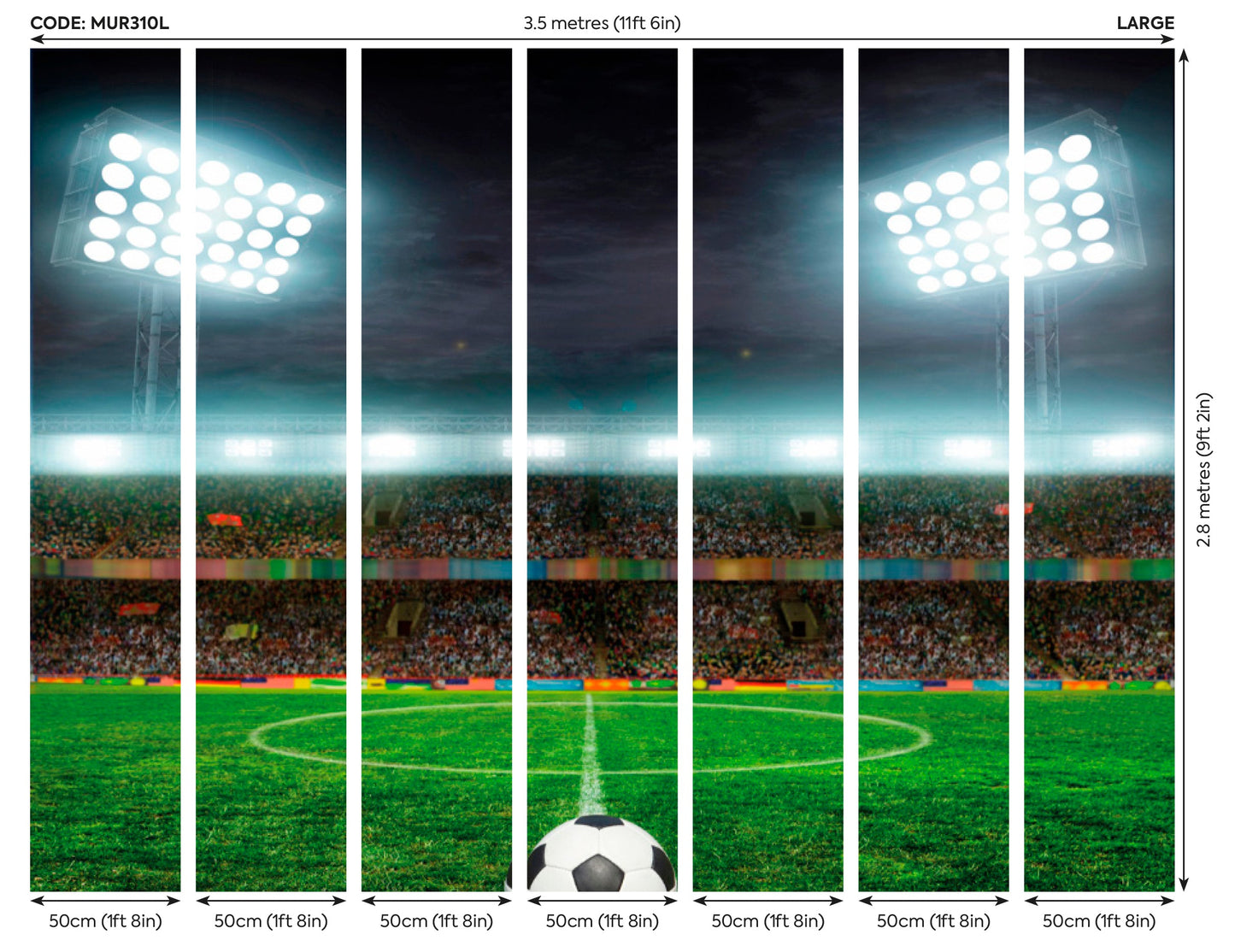 Origin Murals Football Stadium Green 350cm X 280cm