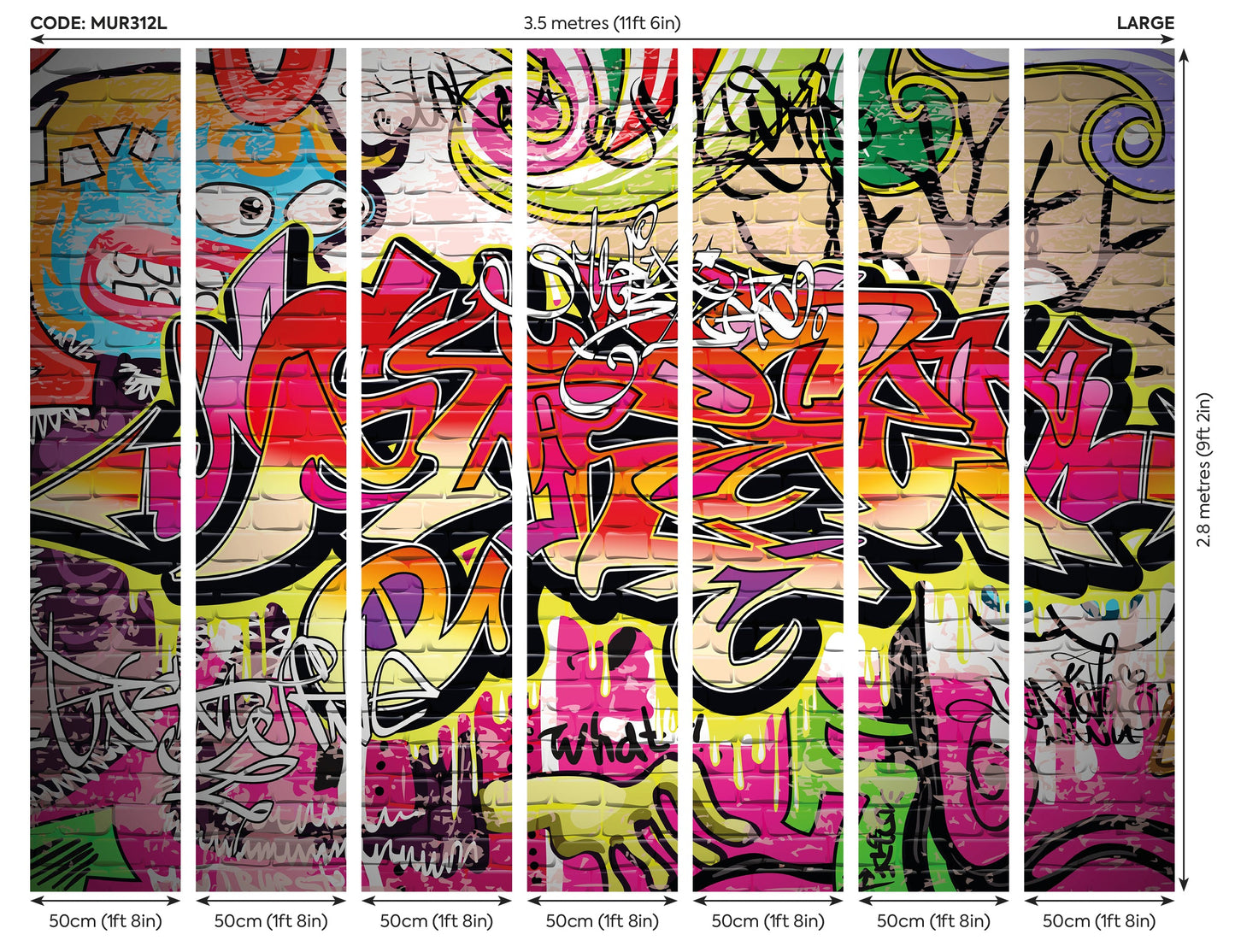 Origin Murals City Graffiti Wall Multi 350cm X 280cm