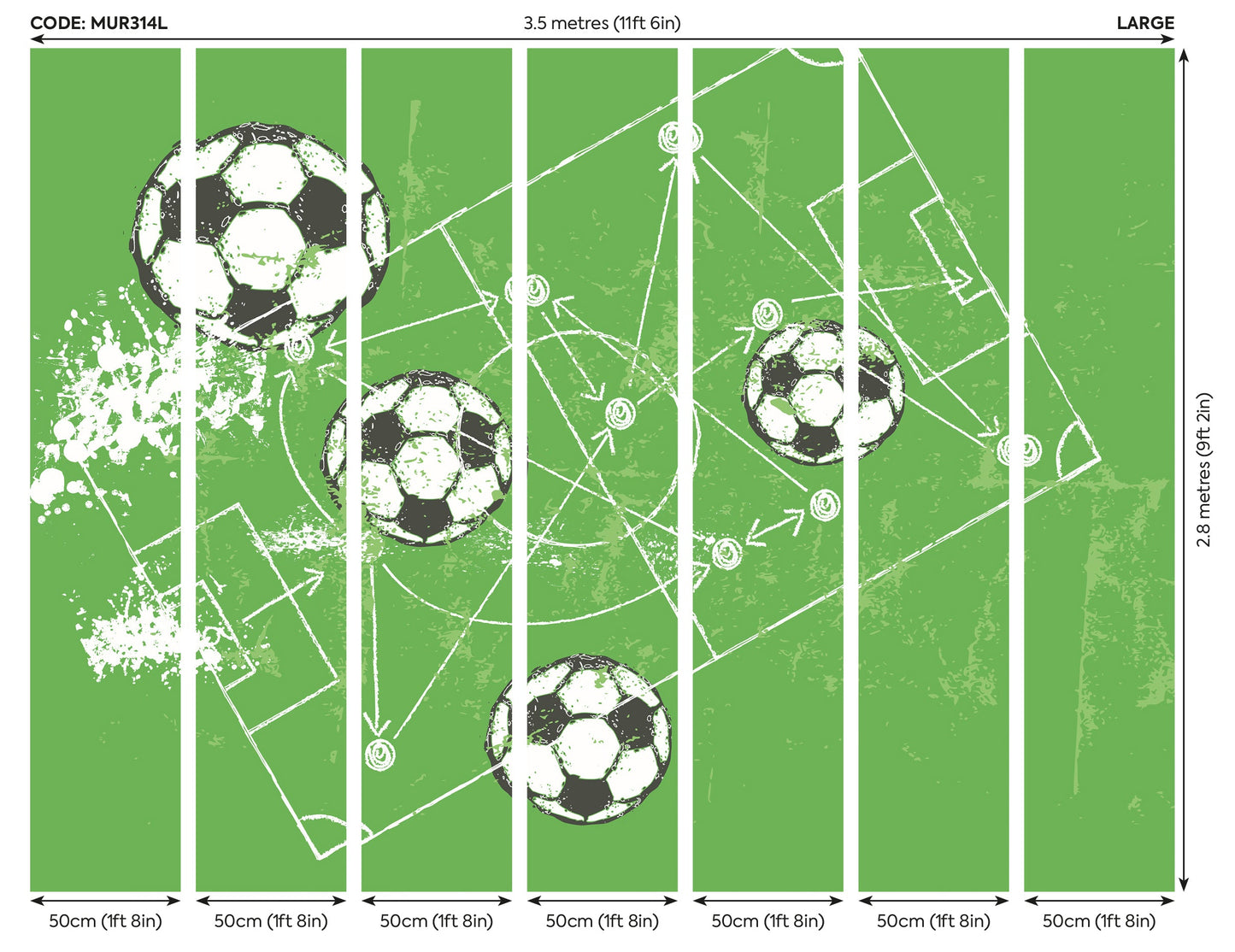 Origin Murals Football Grunge Texture Green 350cm X 280cm