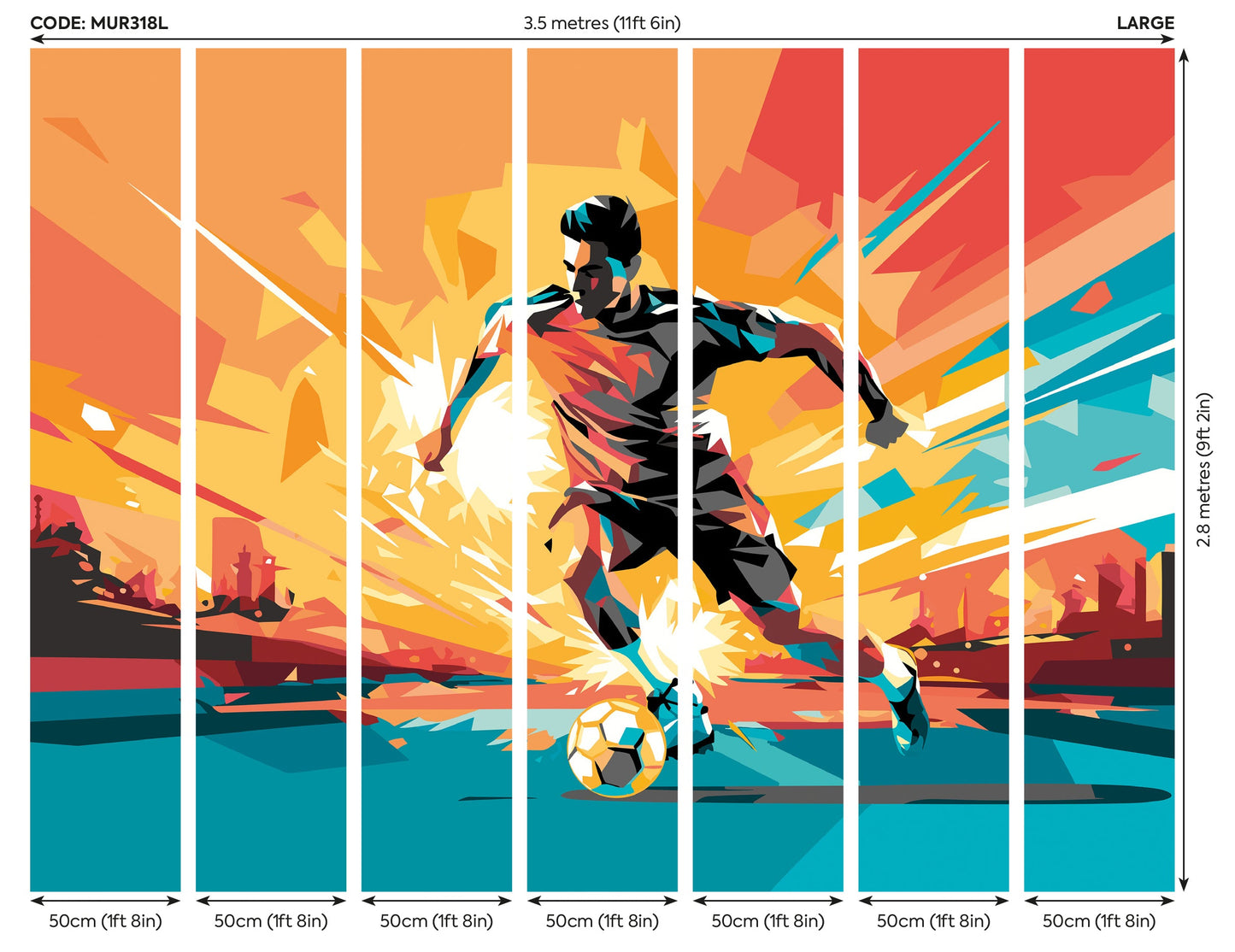 Origin Murals Football Player Abstract Landscape Orange 350cm X 280cm