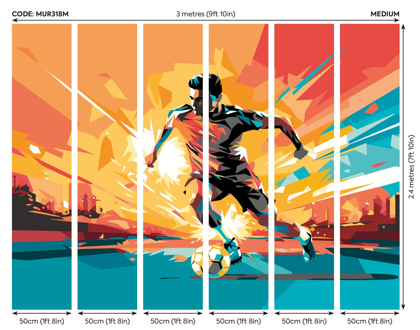 Origin Murals Football Player Abstract Landscape Orange 300cm X 240cm