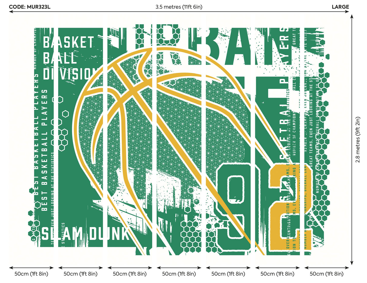 Origin Murals Modern Basketball Green 350cm X 280cm