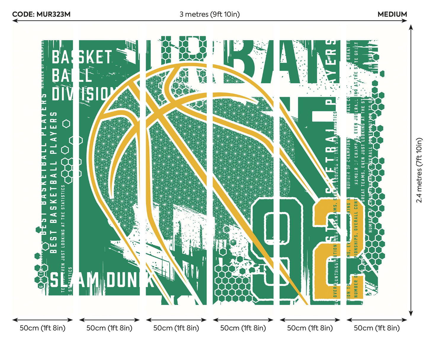 Origin Murals Modern Basketball Green 300cm X 240cm