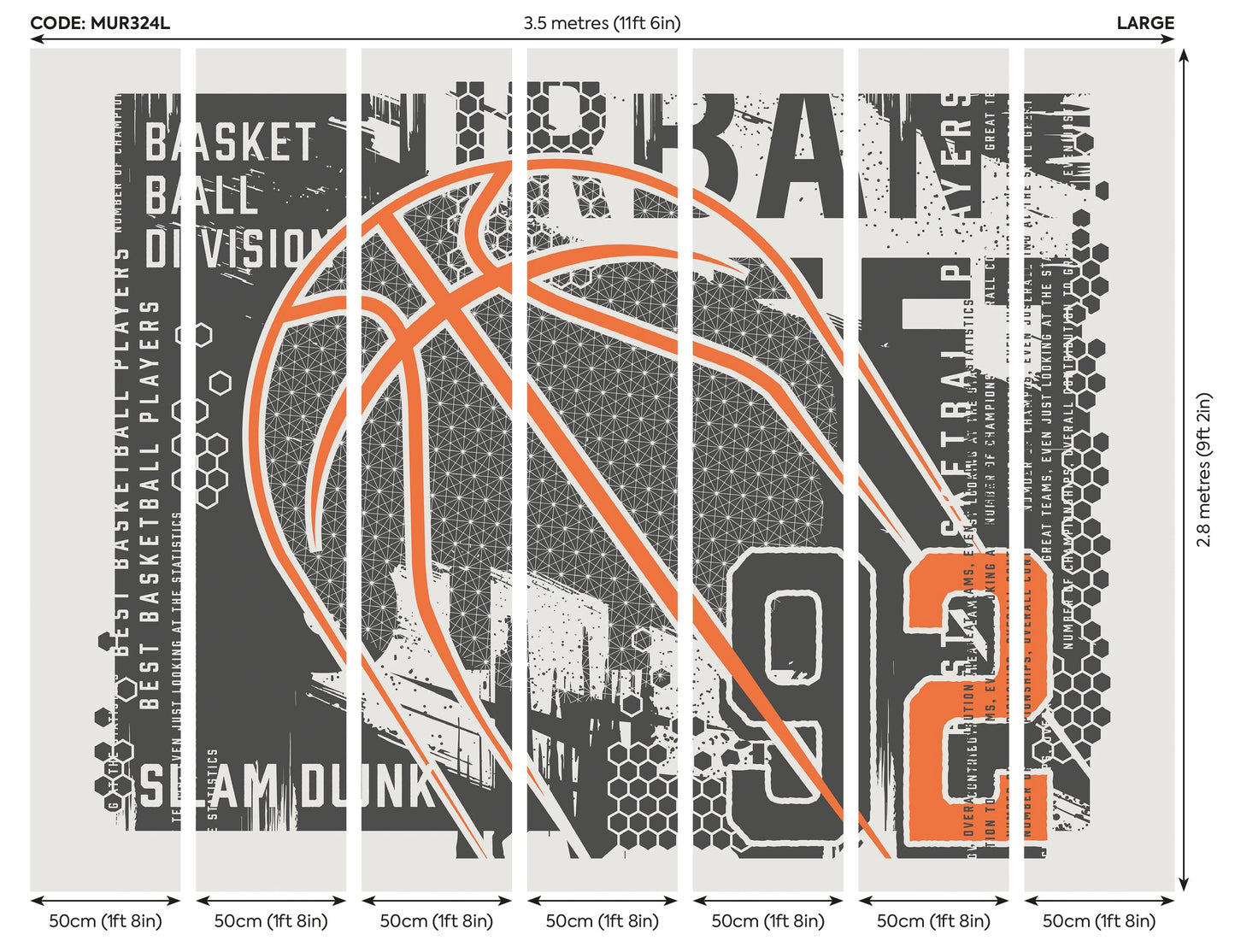 Origin Murals Modern Basketball Black 350cm X 280cm
