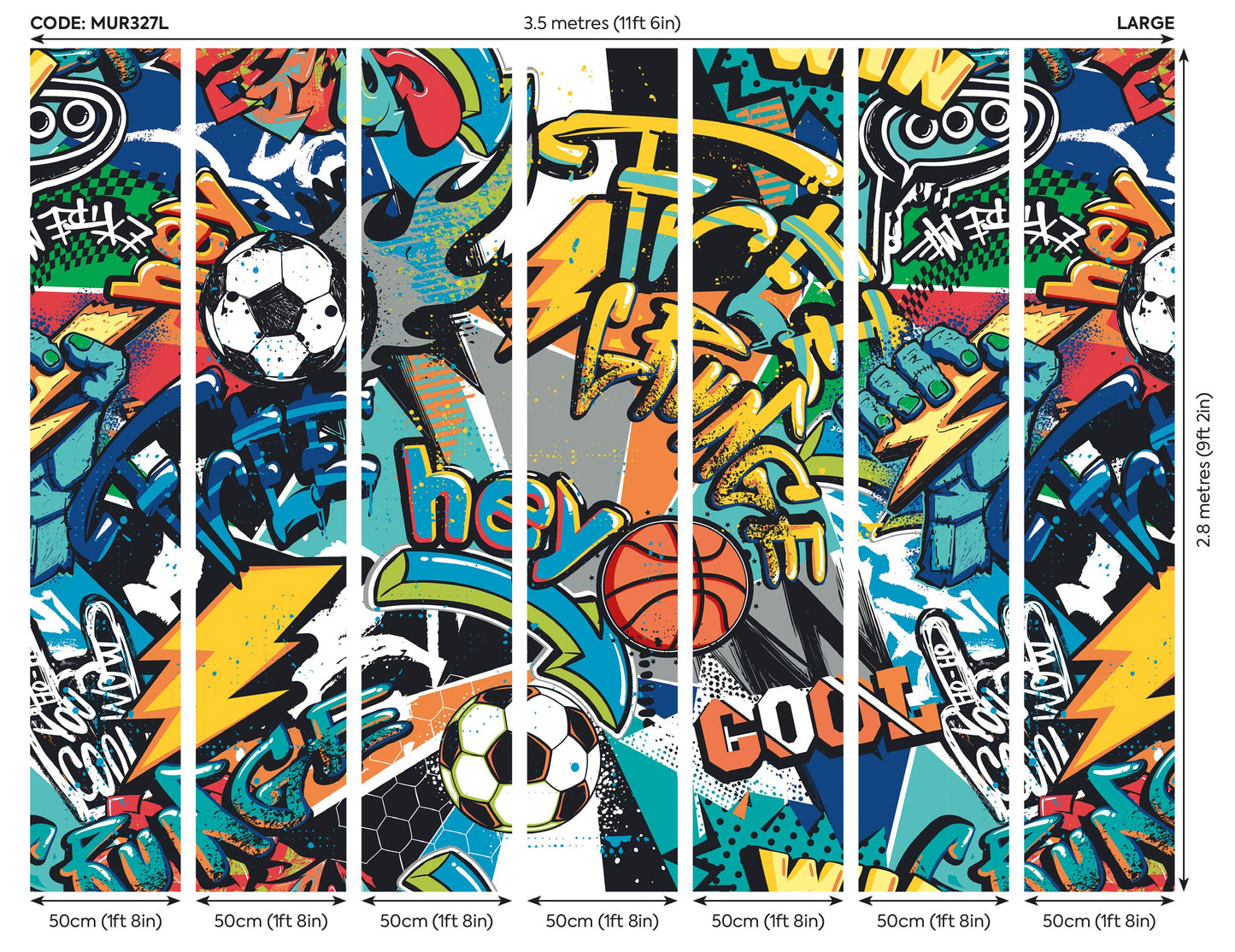 Origin Murals Sports Graffiti Blue 350cm X 280cm