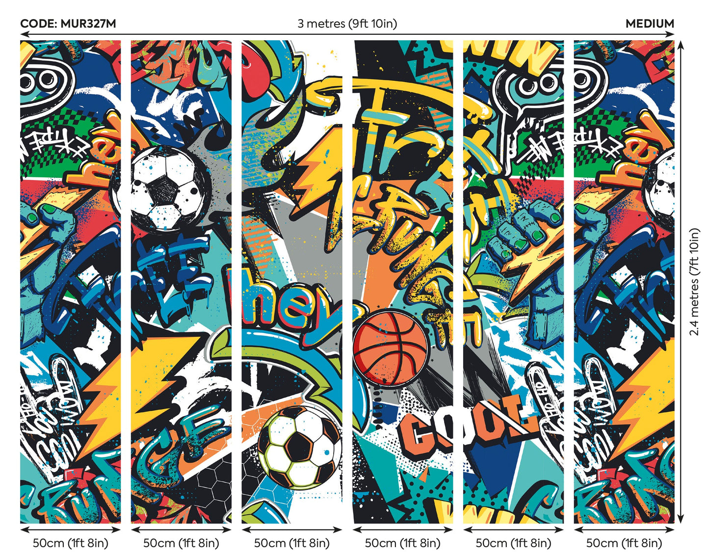 Origin Murals Sports Graffiti Blue 300cm X 240cm
