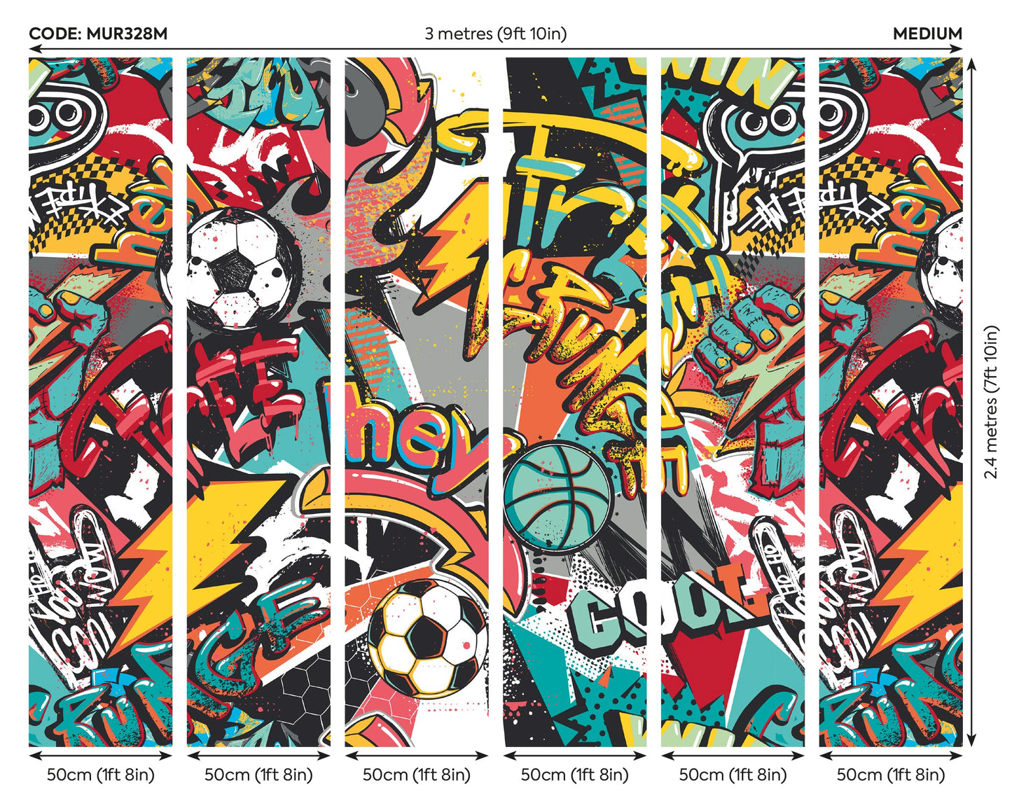 Origin Murals Sports Graffiti Red 300cm X 240cm