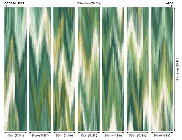 Origin Murals Ikat Zig Zag Forest Green 350cm X 280cm