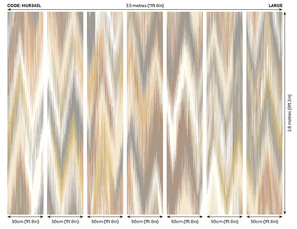 Origin Murals Ikat Zig Zag Natural Linen 350cm X 280cm