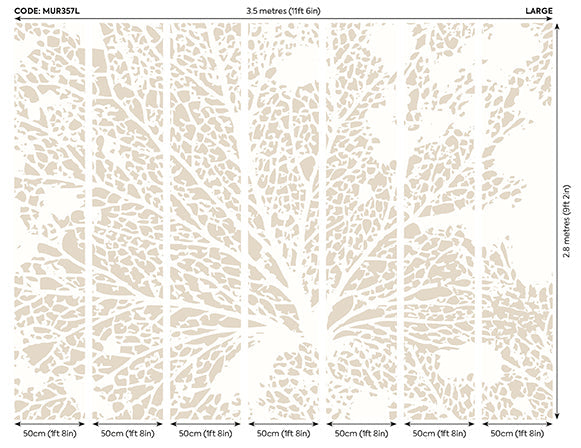 Origin Murals Skeleton Leaf Natural Linen 350cm X 280cm