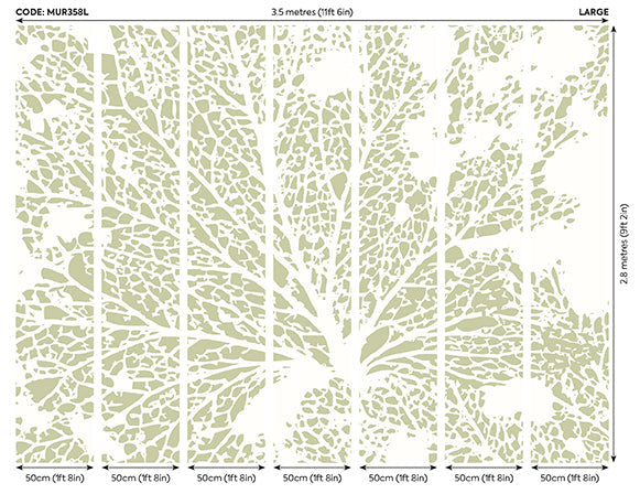 Origin Murals Skeleton Leaf Sage Green 350cm X 280cm