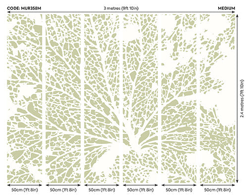 Origin Murals Skeleton Leaf Sage Green 300cm X 240cm