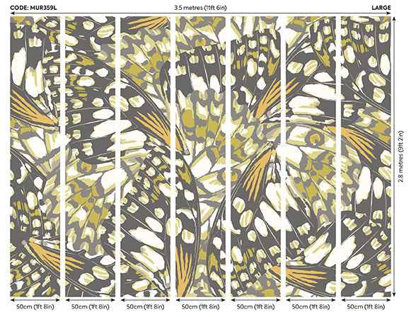 Origin Murals Butterfly Wings Black Olive Green 350cm X 280cm