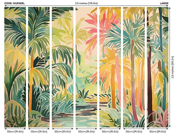 Origin Murals Pretty Palms Emerald Green 350cm X 280cm