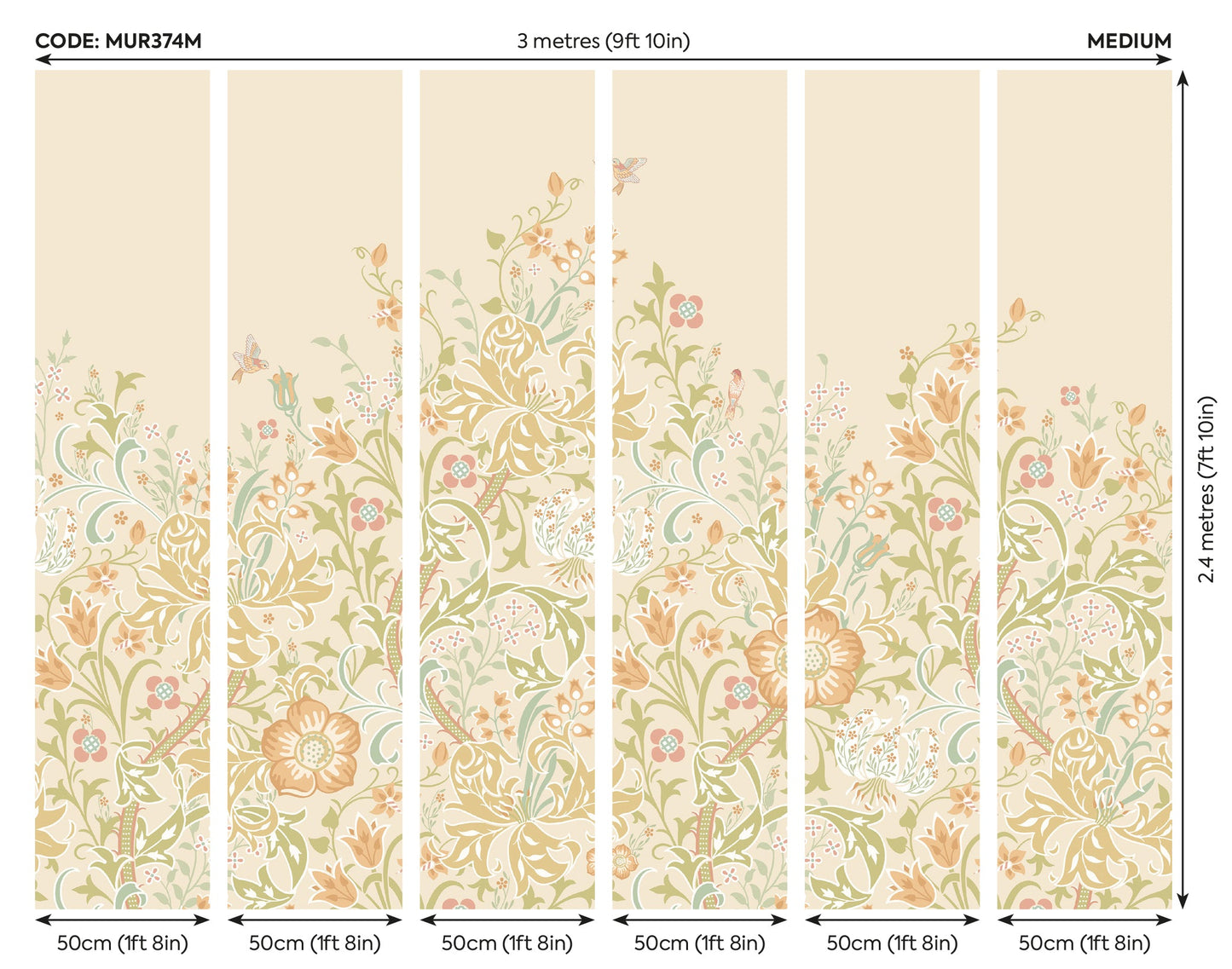 Origin Murals Trailing Lily Buttercup 300cm X 240cm