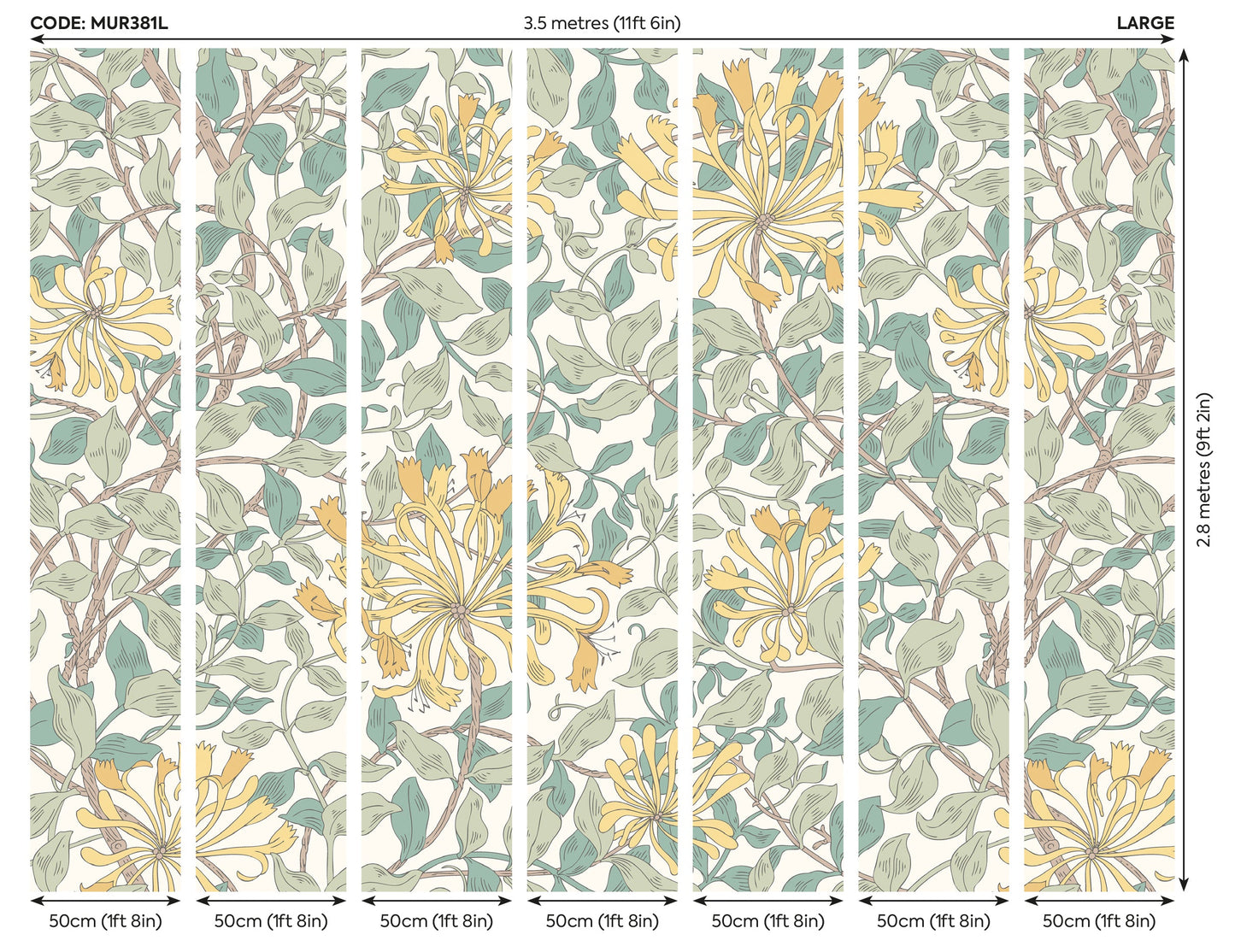 Origin Murals Honeysuckle Seafoam 350cm X 280cm