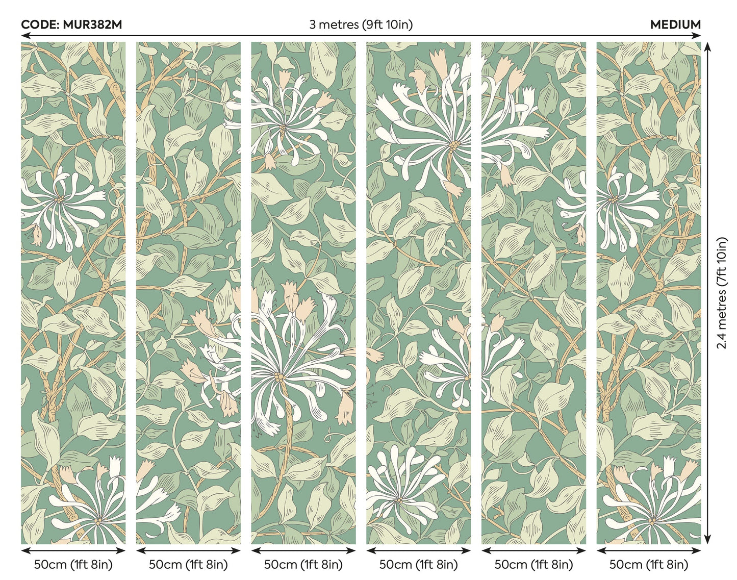 Origin Murals Honeysuckle Soft Jade 300cm X 240cm