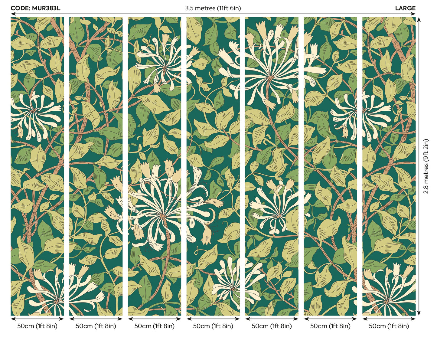 Origin Murals Honeysuckle Forest Green 350cm X 280cm