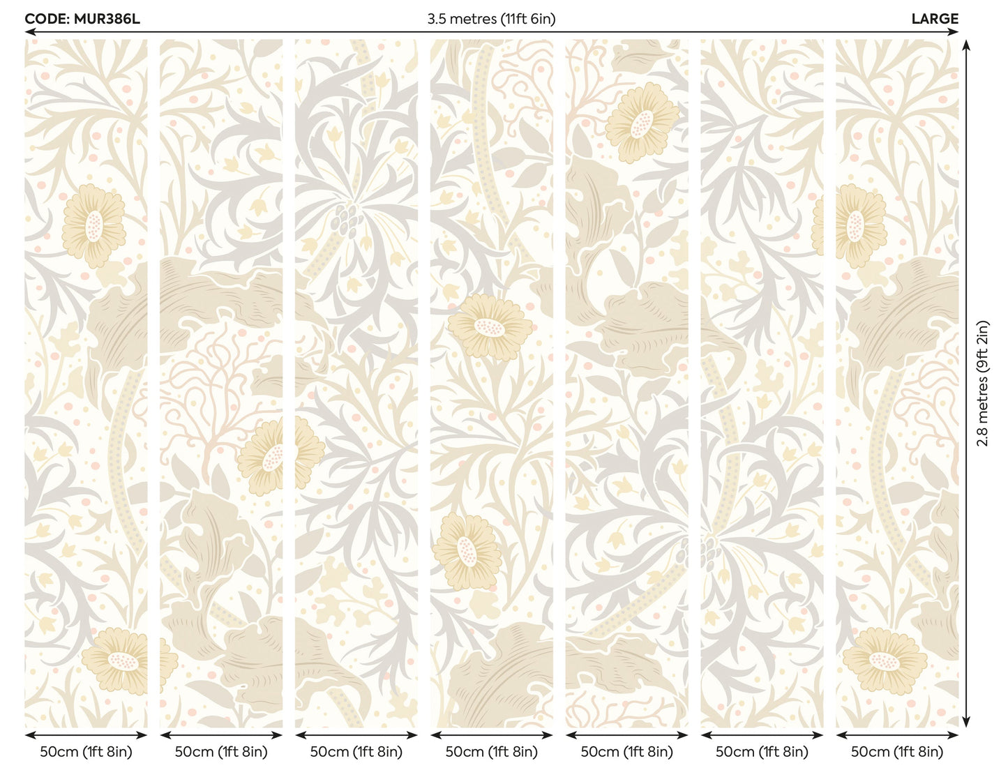 Origin Murals Trailing Seaweed Garden Chalk And Stone 350cm X 280cm