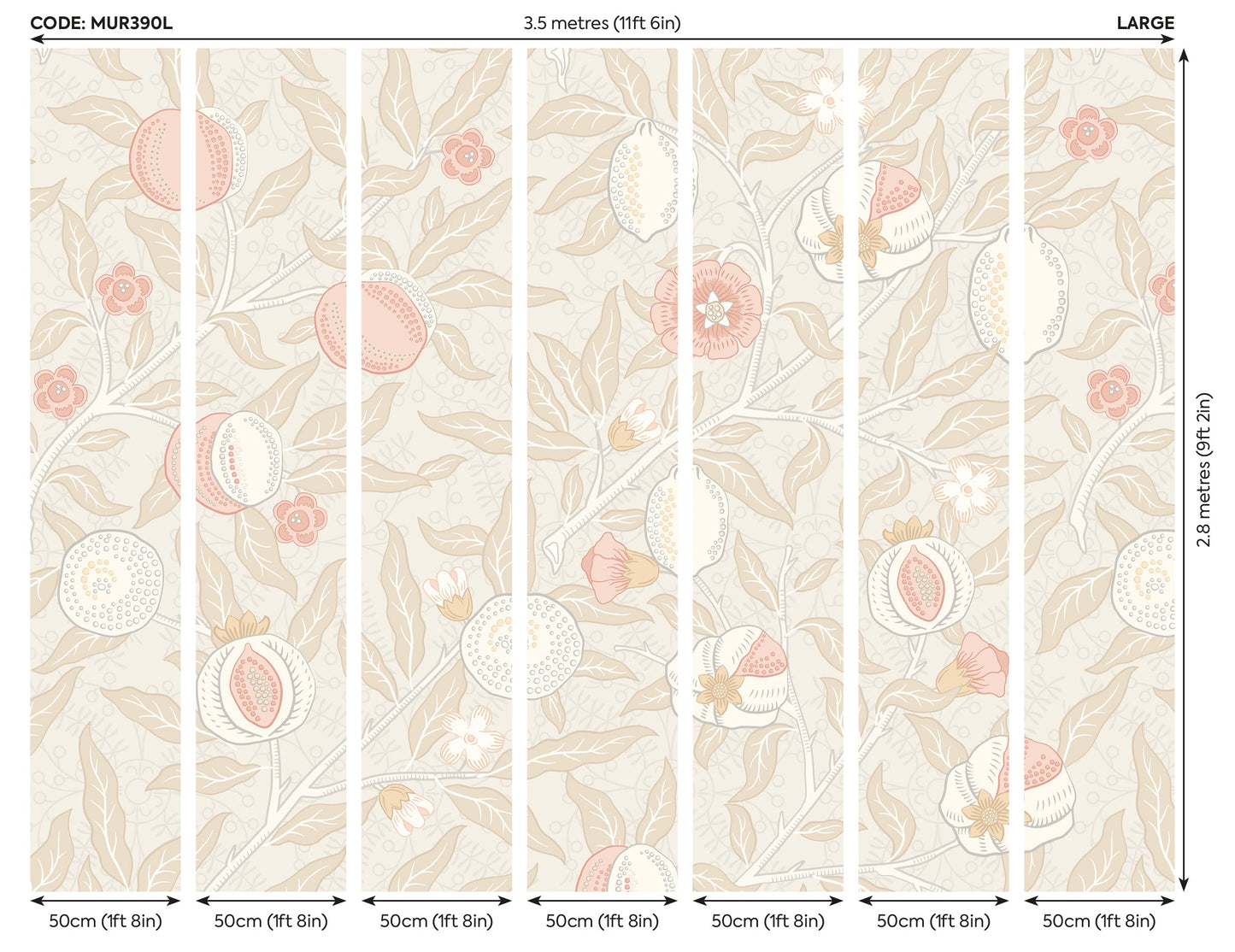 Origin Murals Fruit And Foliage Soft Linen 350cm X 280cm