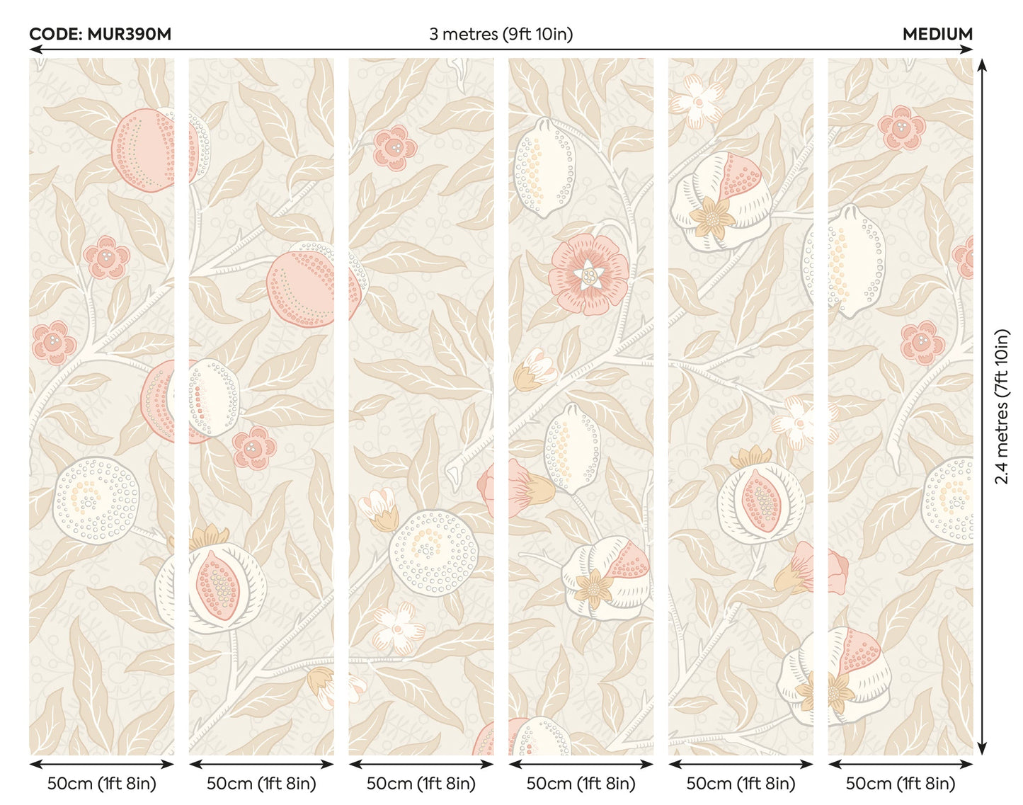 Origin Murals Fruit And Foliage Soft Linen 300cm X 240cm