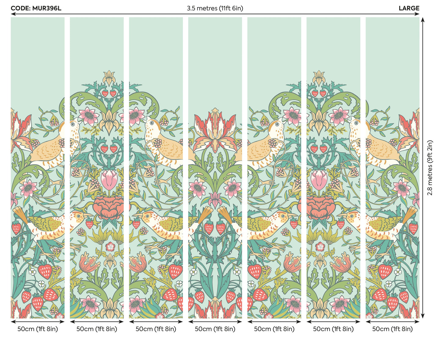 Origin Murals Birds Fruit And Foliage Duck Egg 350cm X 280cm