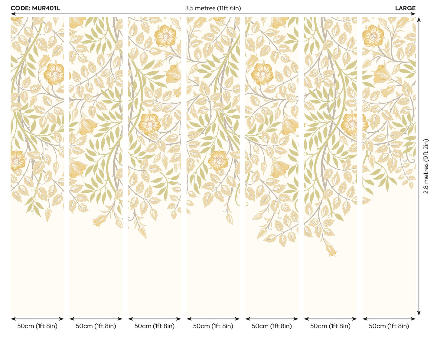 Origin Murals Cascading Rosehip Gold And Olive 350cm X 280cm
