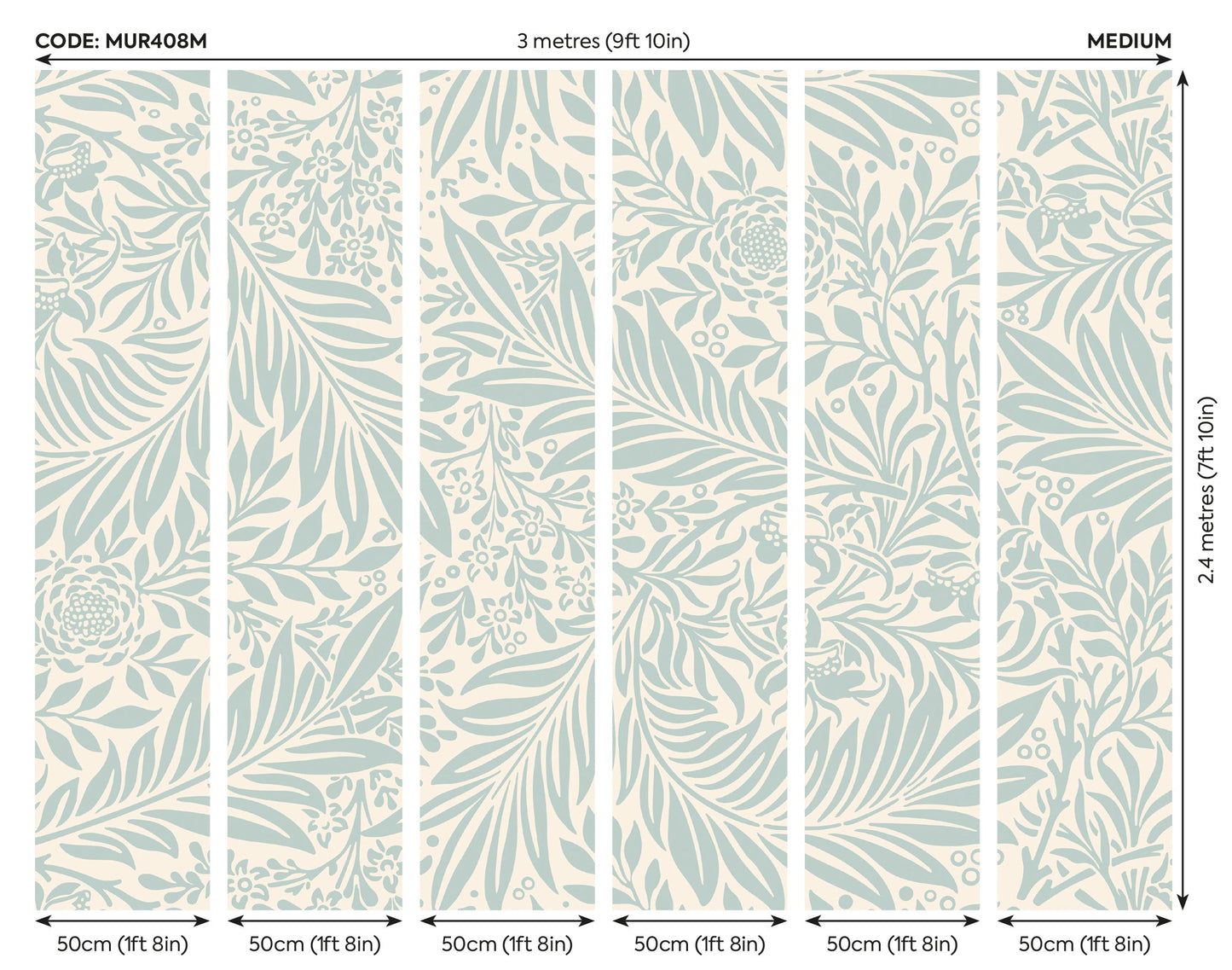 Origin Murals Trailing Ferns Duck Egg 300cm X 240cm