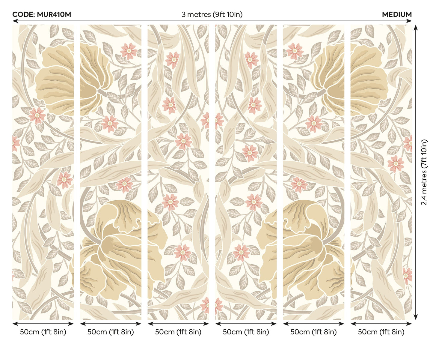 Origin Murals Flower Circle Linen And Blush 300cm X 240cm