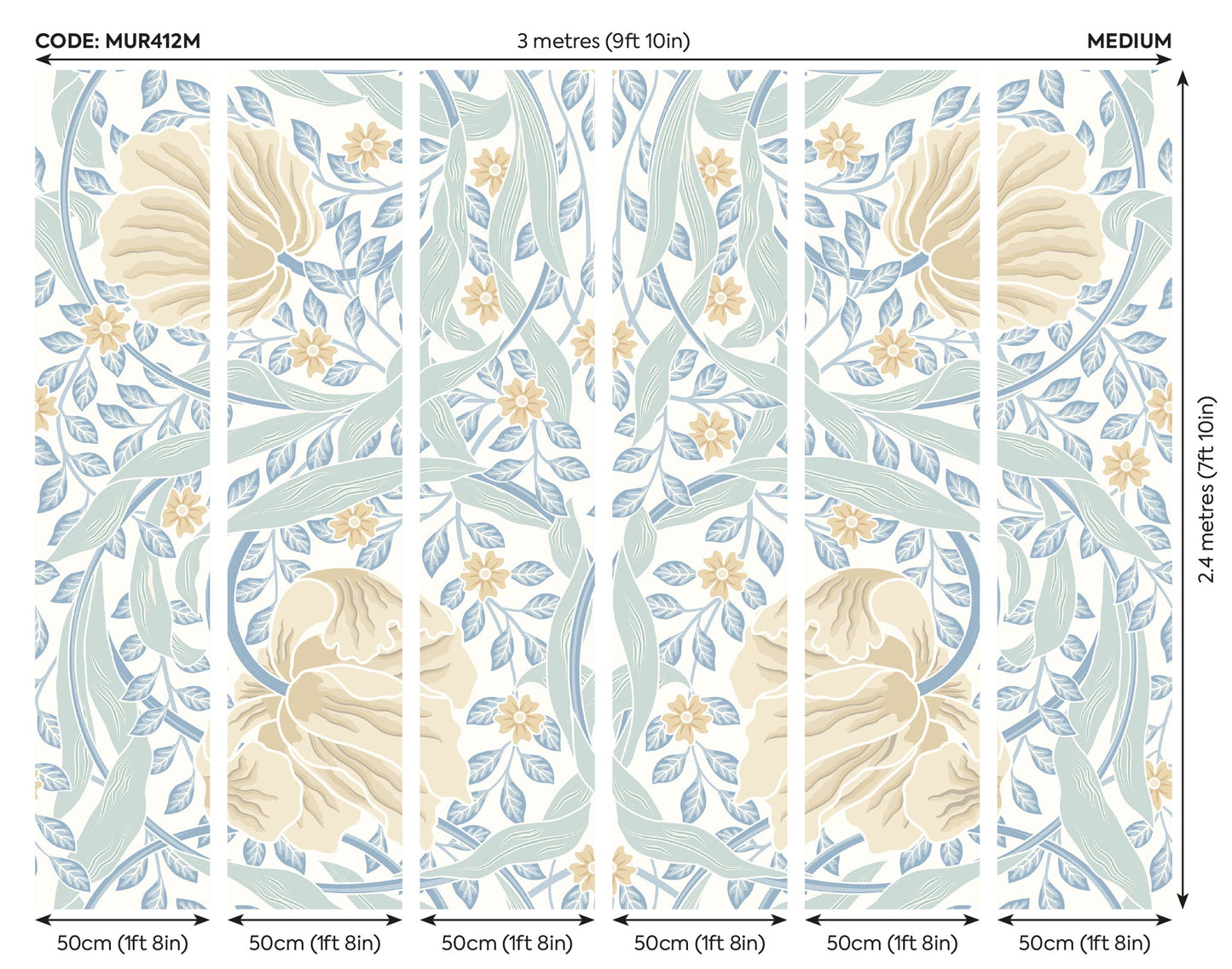 Origin Murals Flower Circle Soft Blue 300cm X 240cm