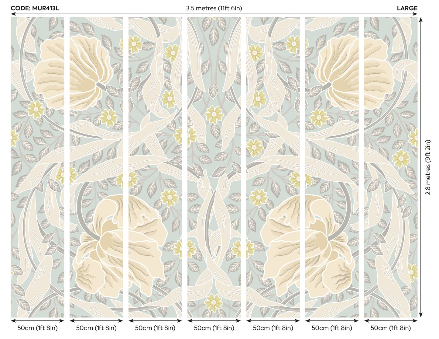 Origin Murals Flower Circle Duck Egg And Linen 350cm X 280cm