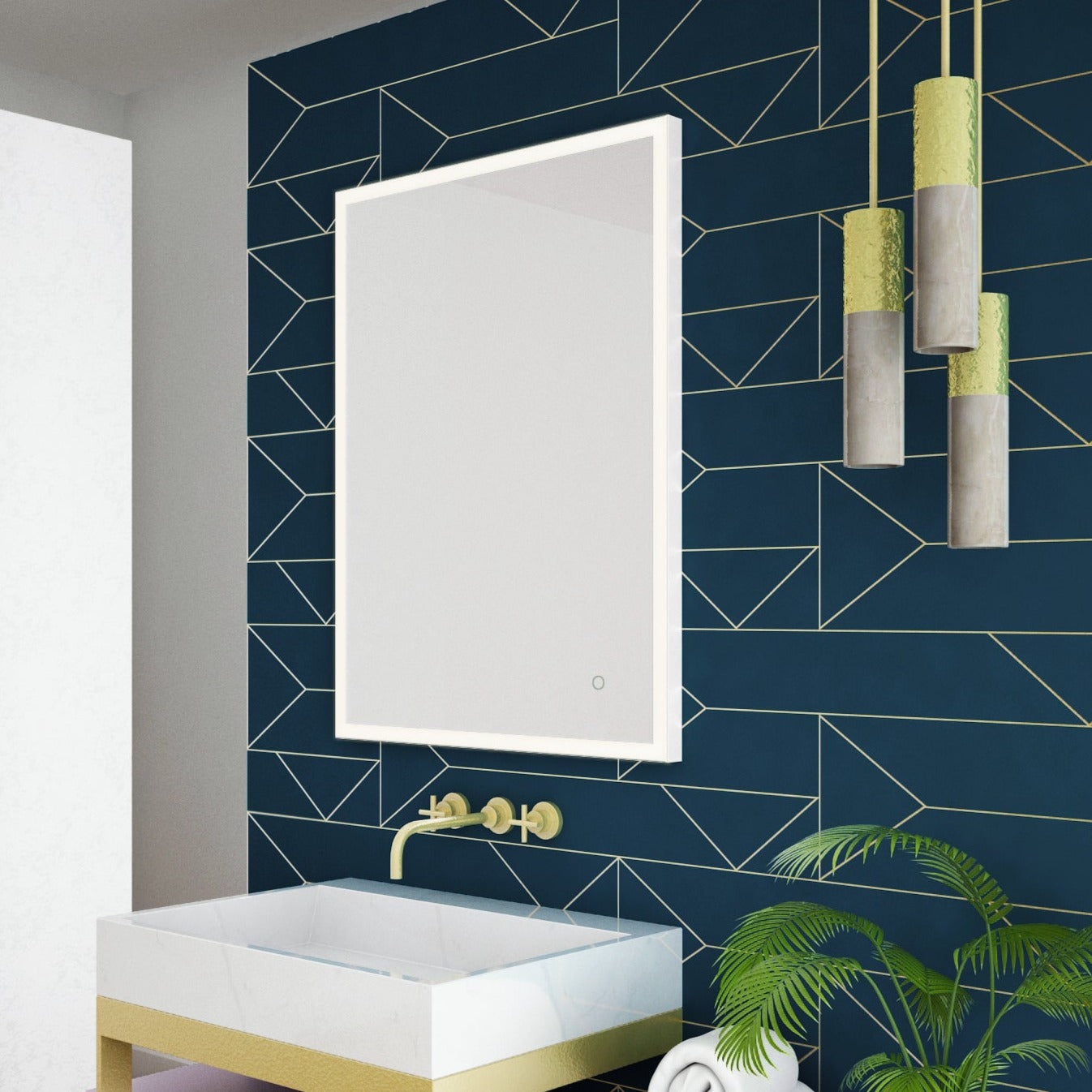 Origins Living Tate Light Rectangular Mirror 60x80cm Matt White