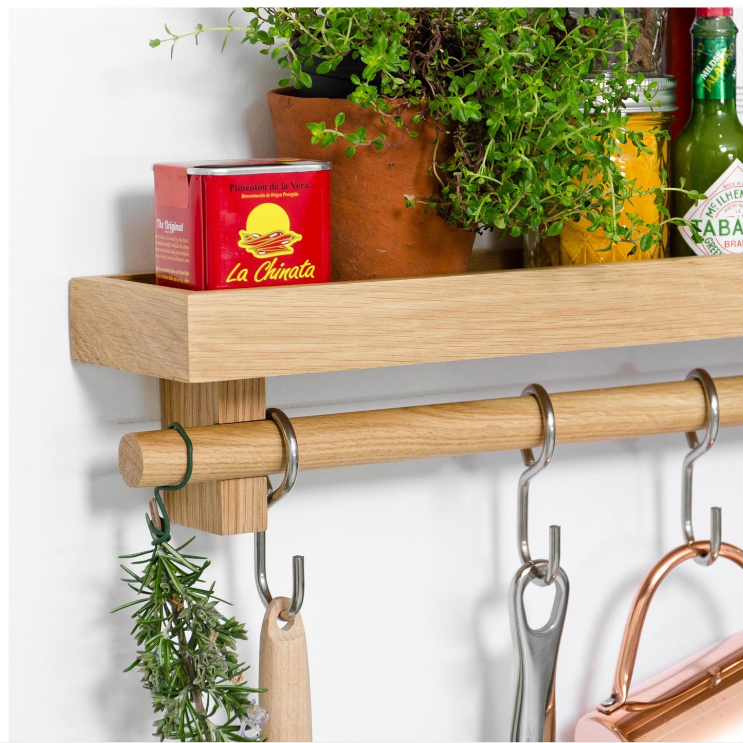 Wireworks Utensils Rail Shelf Oak