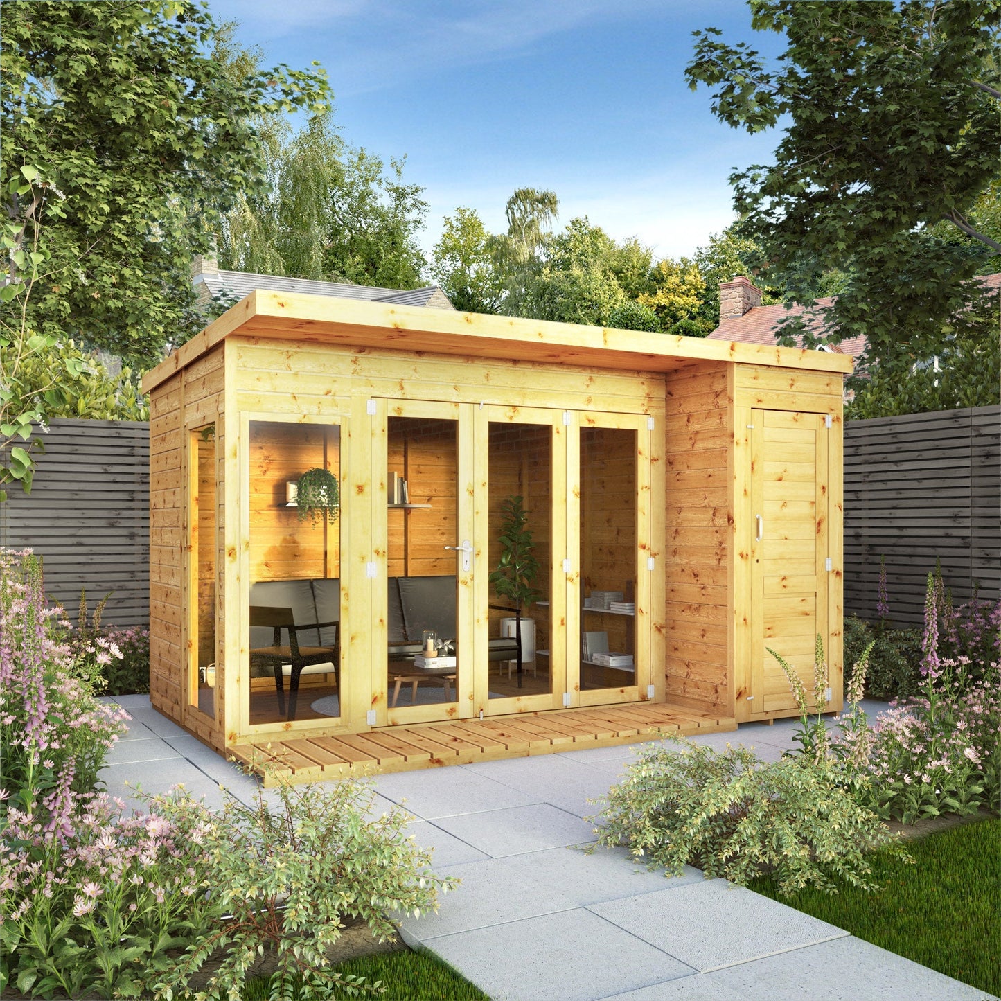 Contemporary Summerhouse with Side Shed