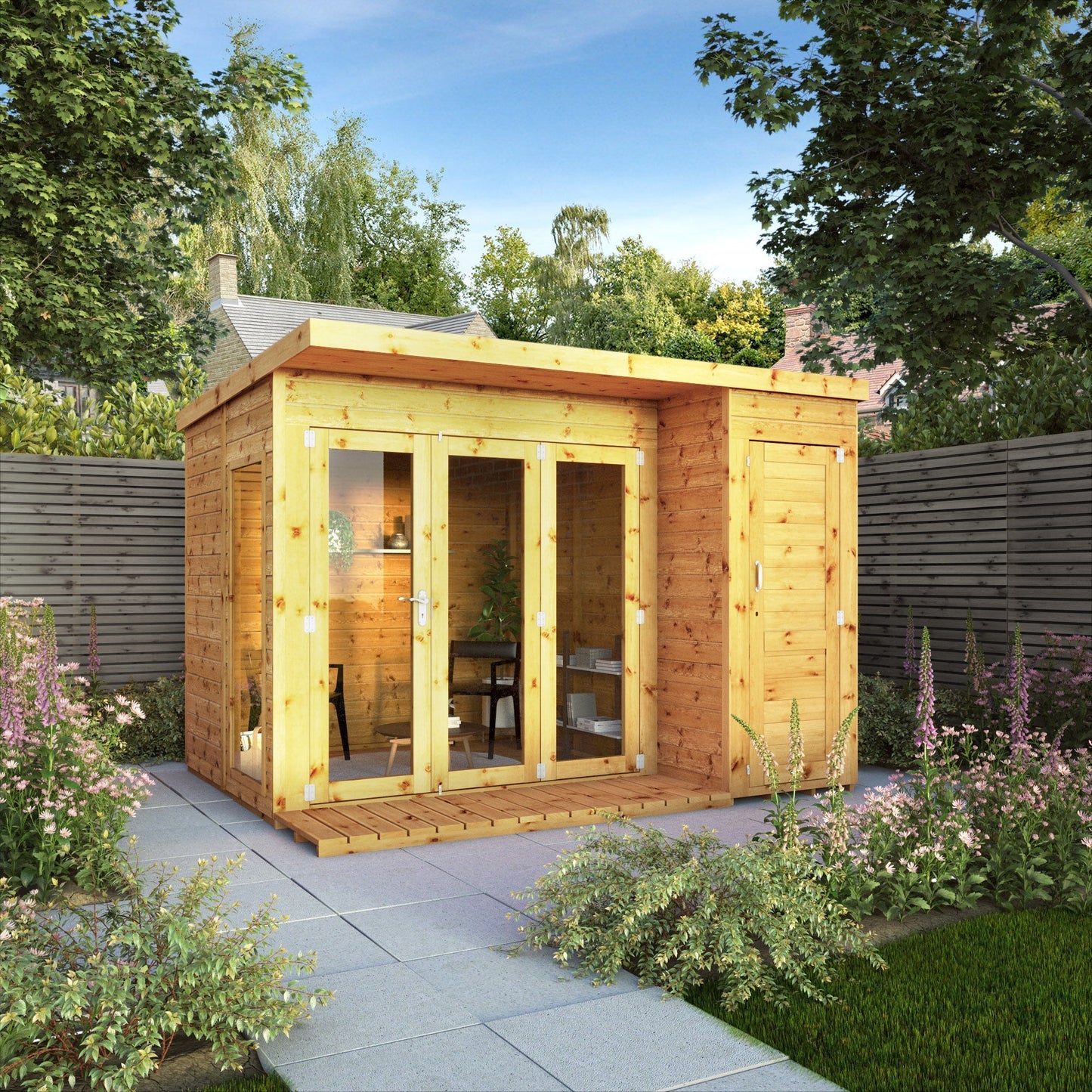 Contemporary Summerhouse with Side Shed