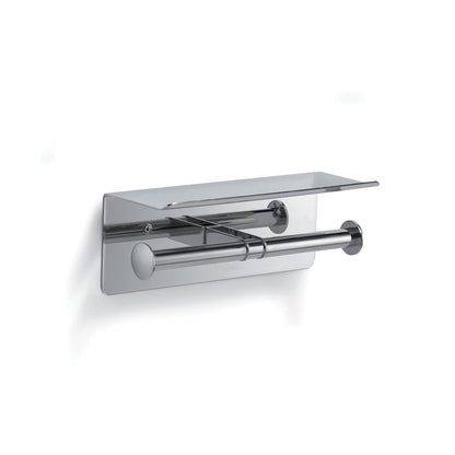 Origins Living Gedy G Pro Double Toilet Roll Holder With Shelf Polished Stainless Steel / Chrome