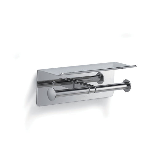 Origins Living Gedy G Pro Double Toilet Roll Holder With Shelf Polished Stainless Steel / Chrome