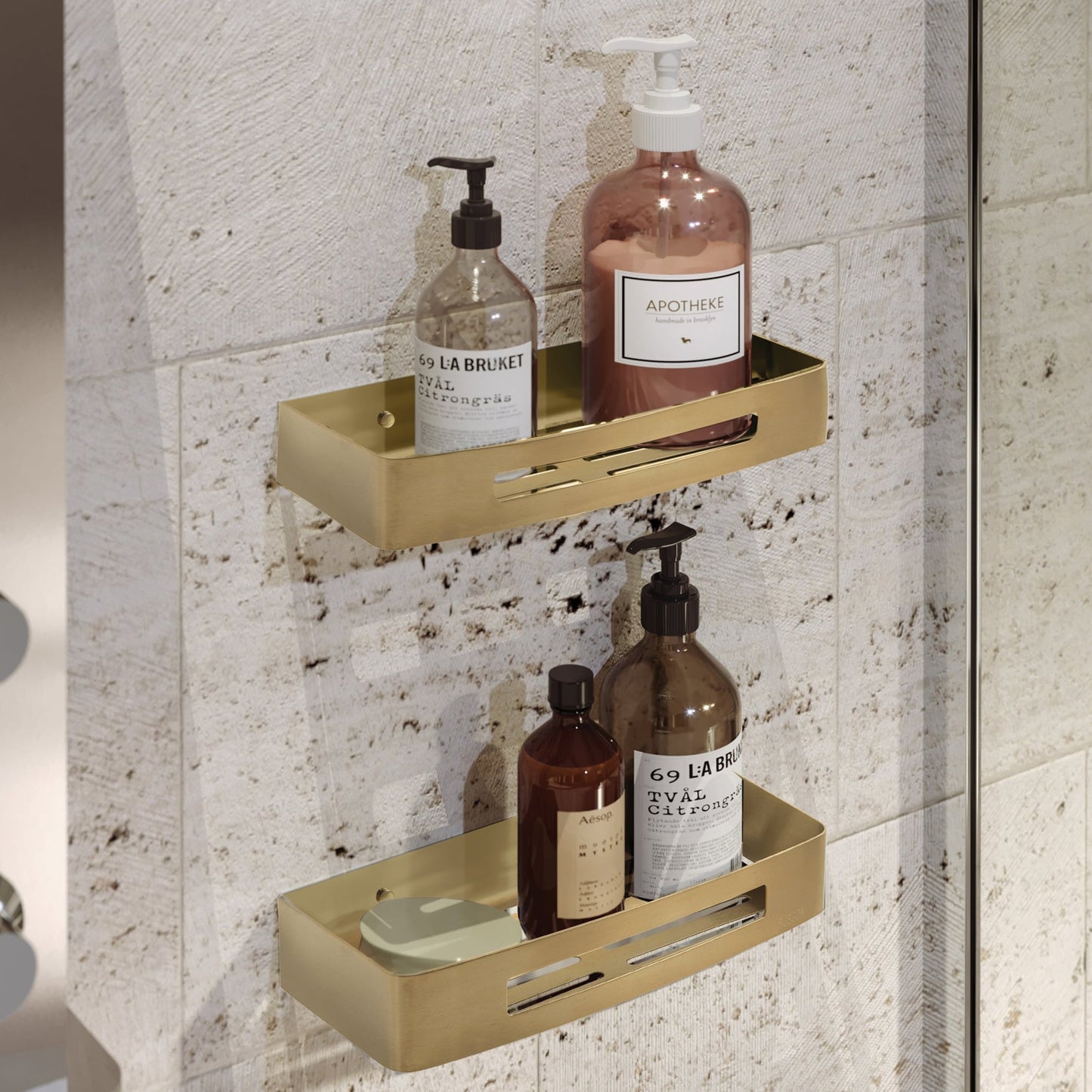 Origins Living Gedy Nerva Shower Basket Brushed Brass