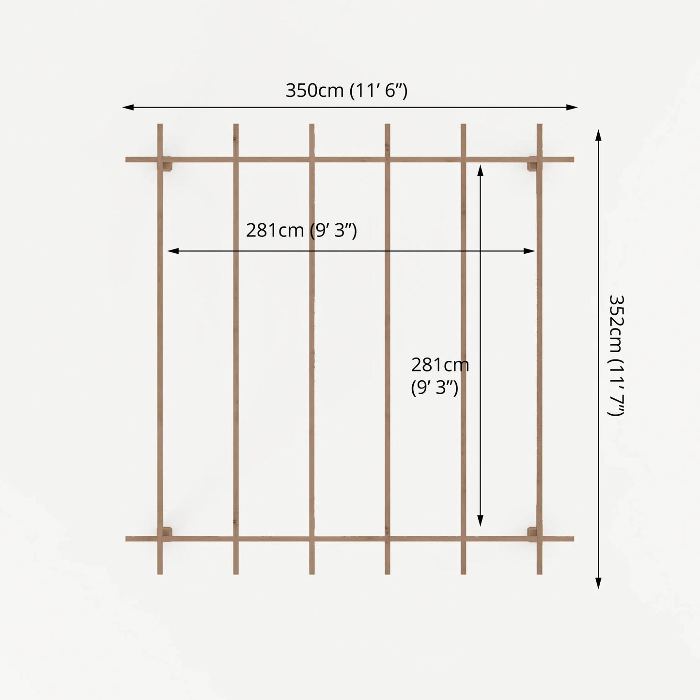 3m x 3m Pressure Treated Pergola